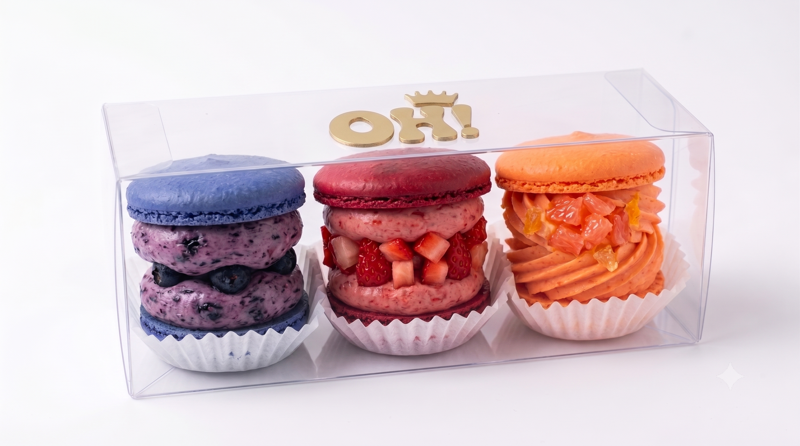 blueberry & strawberry & grapefruit macaroon